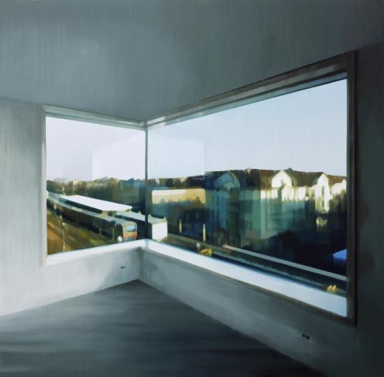 The View 2022 oil on wood 110 x 112 cm